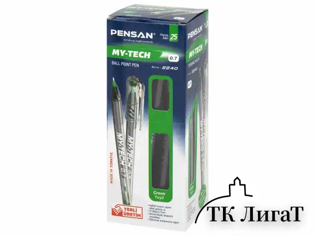 Ручка шариковая масляная PENSAN "My-Tech", ЗЕЛЕНАЯ, игольчатый узел 0,7 мм, линия 0,35 мм, 2240/25