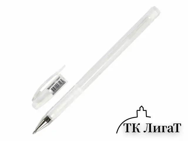 Ручка гелевая BRAUBERG "White Pastel", БЕЛАЯ, корпус прозрачный, узел 1 мм, линия письма 0,5 мм, 143417
