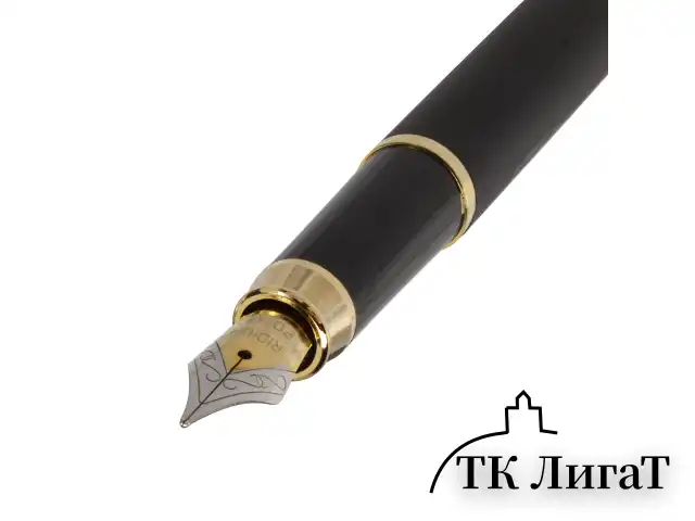 Ручка подарочная перьевая BRAUBERG "Maestro", СИНЯЯ, корпус черный с золотистыми деталями, 143471