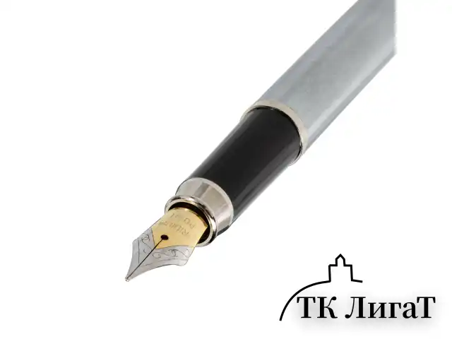 Ручка подарочная перьевая BRAUBERG "Larghetto", СИНЯЯ, корпус серебристый с хромированными деталями, 143475