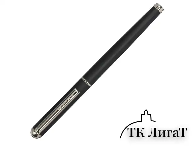 Ручка подарочная перьевая BRAUBERG "Larghetto", СИНЯЯ, корпус черный с хромированными деталями, 143477