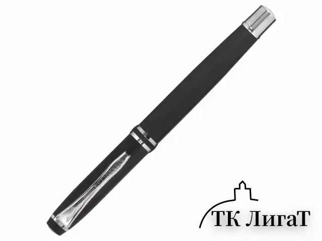 Набор ручек подарочных BRAUBERG Duetto, СИНИЕ, 2 шт.: шариковая, перьевая, черный с хромированными деталями, 143478