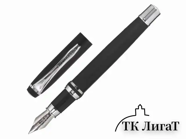Набор ручек подарочных BRAUBERG Duetto, СИНИЕ, 2 шт.: шариковая, перьевая, черный с хромированными деталями, 143478