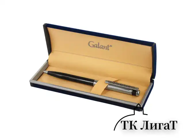 Ручка подарочная шариковая GALANT "ACTUS", корпус серебристый с черным, детали хром, узел 0,7 мм, синяя, 143518