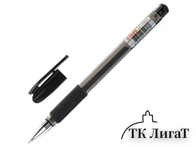Ручка гелевая с грипом STAFF "Basic" GP-677, ЧЕРНАЯ, корпус тонированный, узел 0,5 мм, линия письма 0,35 мм, 143677