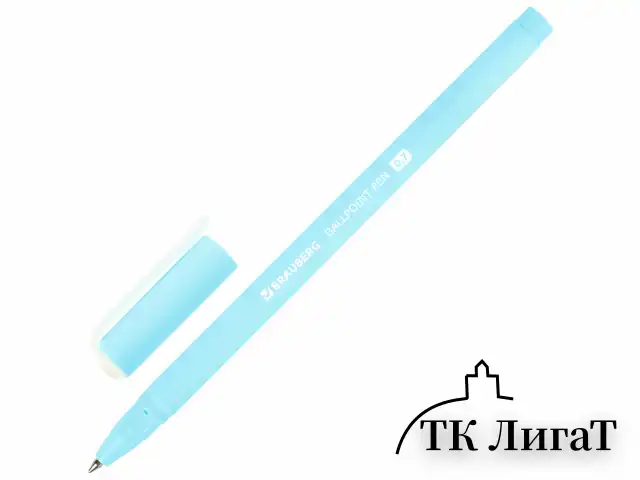Ручка шариковая BRAUBERG SOFT TOUCH STICK "PASTEL" СИНЯЯ, мягкое покрытие, корпус ассорти, узел 0,7 мм, 143698