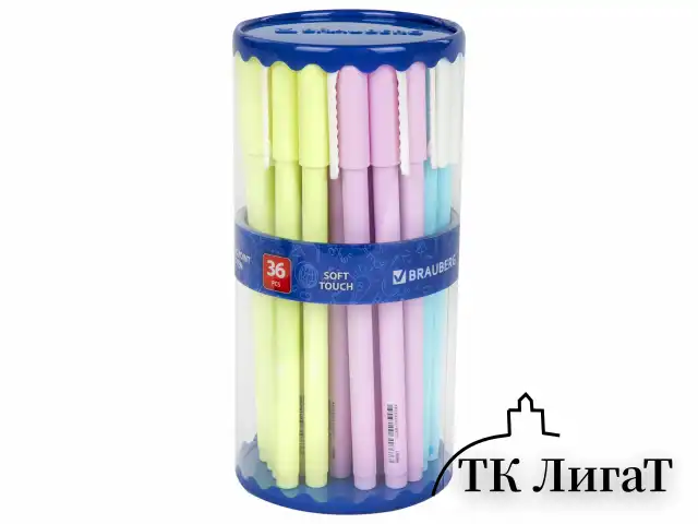 Ручка шариковая BRAUBERG SOFT TOUCH STICK "PASTEL" СИНЯЯ, мягкое покрытие, корпус ассорти, узел 0,7 мм, 143698