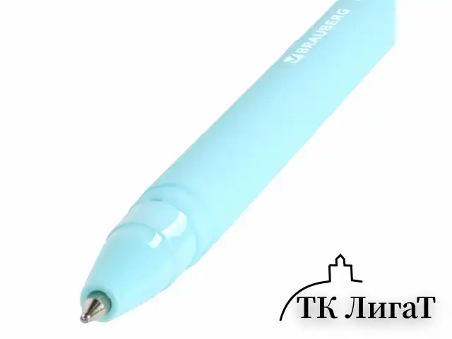 Ручка шариковая BRAUBERG SOFT TOUCH STICK "PASTEL" СИНЯЯ, мягкое покрытие, корпус ассорти, узел 0,7 мм, 143698