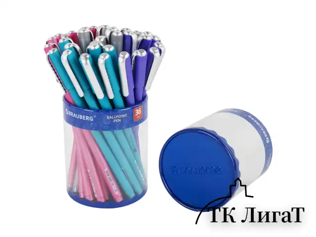 Ручка шариковая BRAUBERG SOFT TOUCH STICK "METALLIC", СИНЯЯ, мягкое покрытие, корпус ассорти, узел 0,7 мм, 143699