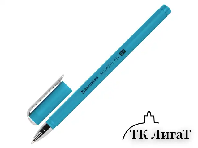 Ручка шариковая BRAUBERG SOFT TOUCH STICK "METALLIC", СИНЯЯ, мягкое покрытие, корпус ассорти, узел 0,7 мм, 143699