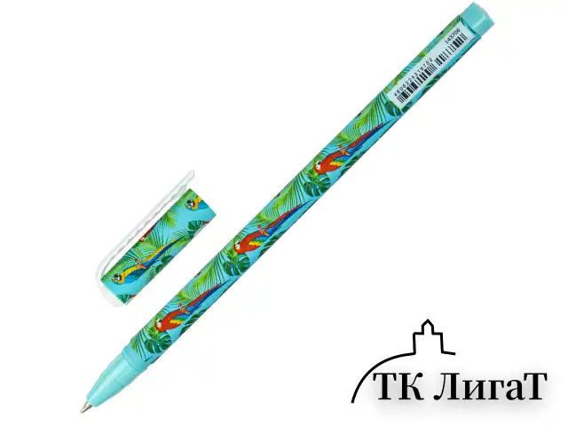 Ручка шариковая BRAUBERG SOFT TOUCH STICK "PARROTS", СИНЯЯ, мягкое покрытие, узел 0,7 мм, 143706