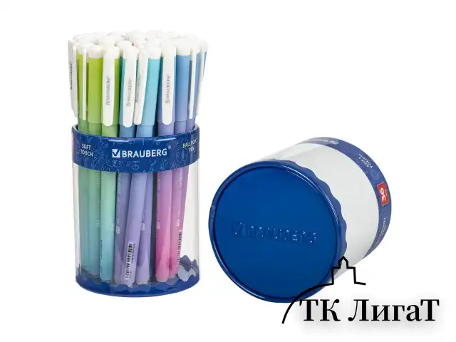 Ручка шариковая BRAUBERG SOFT TOUCH GRIP "GRADE PASTEL", СИНЯЯ, мягкое покрытие, ассорти, узел 0,7 мм, 143711