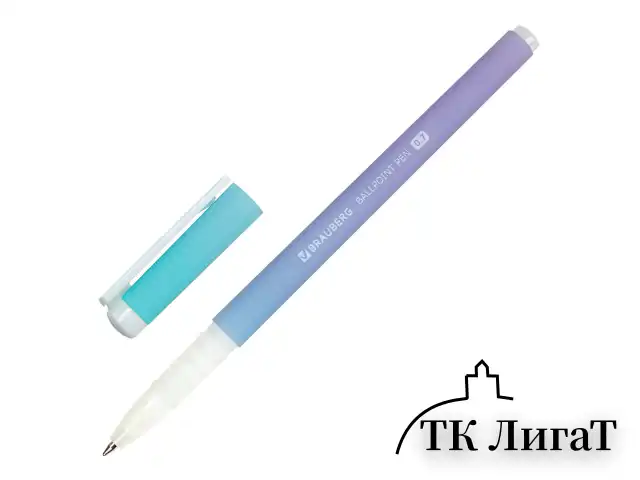 Ручка шариковая BRAUBERG SOFT TOUCH GRIP "GRADE PASTEL", СИНЯЯ, мягкое покрытие, ассорти, узел 0,7 мм, 143711