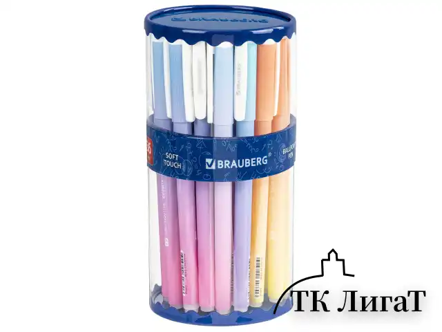 Ручка шариковая BRAUBERG SOFT TOUCH GRIP "GRADE PASTEL", СИНЯЯ, мягкое покрытие, ассорти, узел 0,7 мм, 143711