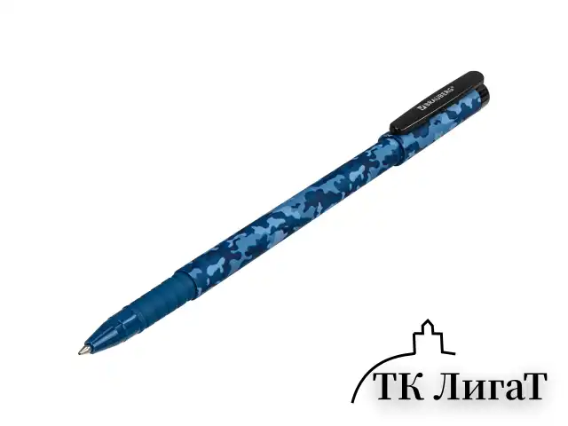 Ручка шариковая BRAUBERG SOFT TOUCH GRIP "MILITARY", СИНЯЯ, мягкое покрытие, узел 0,7 мм, 143713