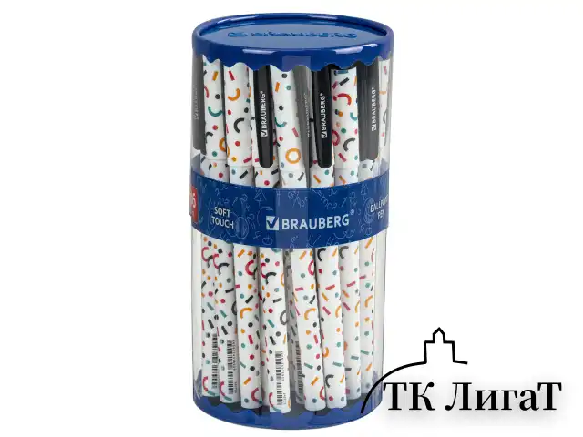 Ручка шариковая BRAUBERG SOFT TOUCH GRIP "CONFETTI", СИНЯЯ, мягкое покрытие, узел 0,7 мм, 143723