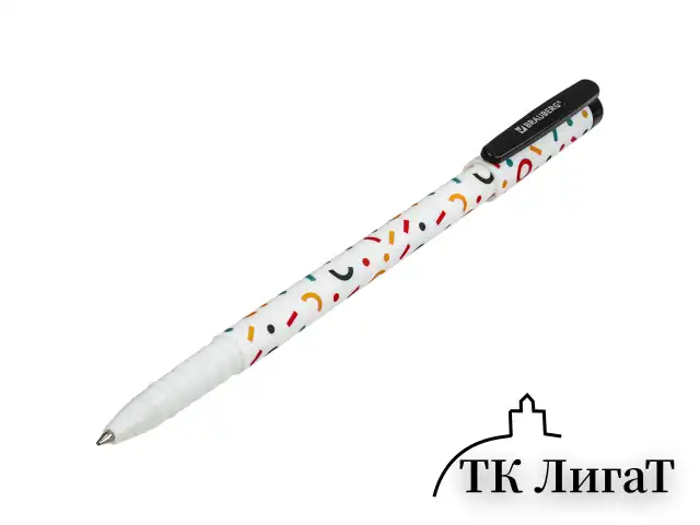 Ручка шариковая BRAUBERG SOFT TOUCH GRIP "CONFETTI", СИНЯЯ, мягкое покрытие, узел 0,7 мм, 143723
