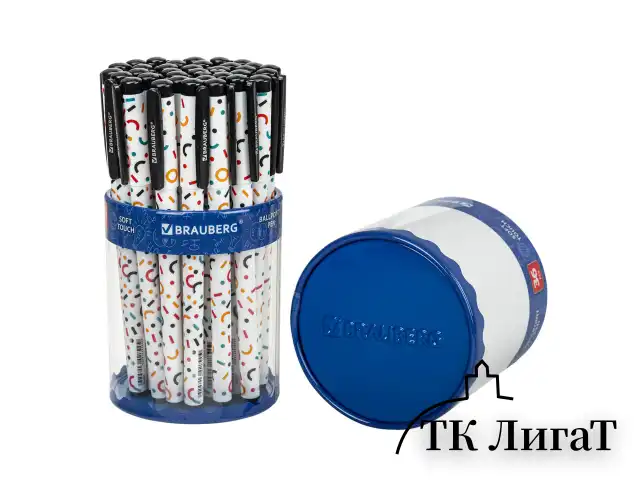 Ручка шариковая BRAUBERG SOFT TOUCH GRIP "CONFETTI", СИНЯЯ, мягкое покрытие, узел 0,7 мм, 143723