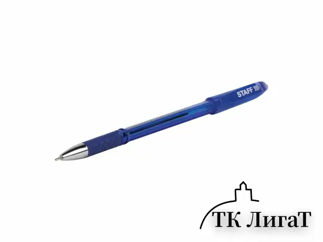 Ручка шариковая масляная с грипом STAFF "Manager OBP-10", СИНЯЯ, узел 0,7 мм, линия письма 0,35 мм, 143743