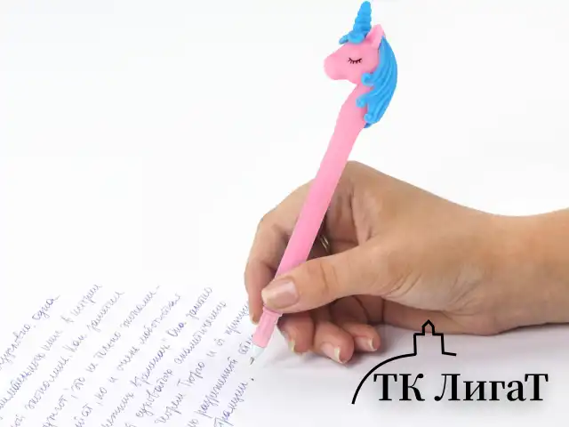 Ручка фигурная шариковая ЮНЛАНДИЯ "Единорог", мягкий силиконовый корпус, ассорти, СИНЯЯ, пишущий узел 0,7 мм, 143776