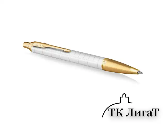 Ручка шариковая PARKER "IM Premium Pearl GT", жемчужный лак, позолота, синяя, 2143643