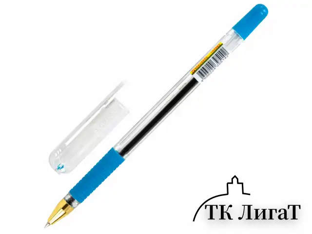 Ручка шариковая с грипом BRAUBERG "X-ONE", СИНЯЯ, корпус прозрачный, узел 0,5 мм, линия письма 0,35 мм, 143985