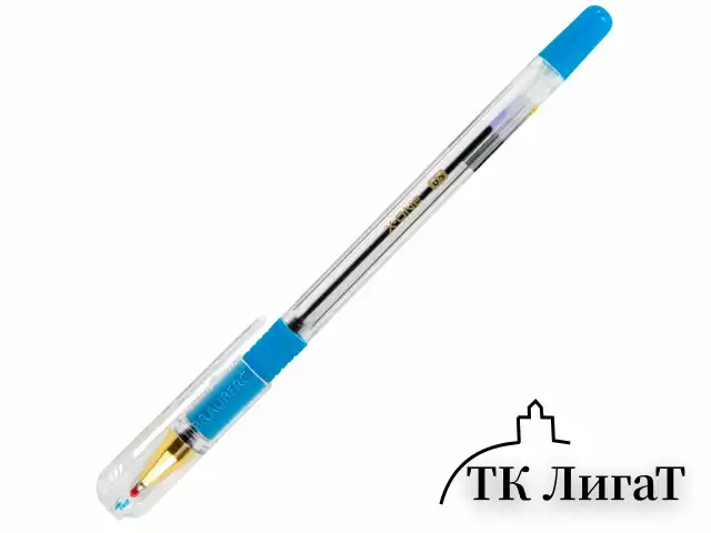 Ручка шариковая с грипом BRAUBERG "X-ONE", СИНЯЯ, корпус прозрачный, узел 0,5 мм, линия письма 0,35 мм, 143985