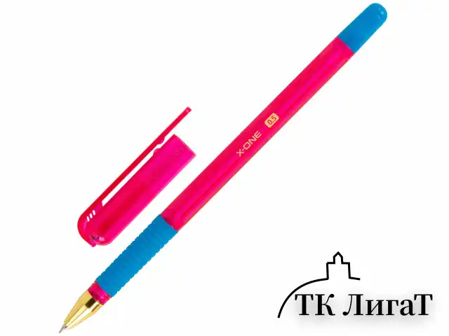Ручка шариковая с грипом BRAUBERG "X-ONE NEON", СИНЯЯ, корпус ассорти, узел 0,5 мм, линия письма 0,35 мм, 143987