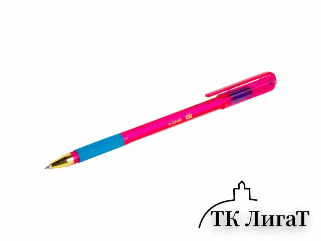 Ручка шариковая с грипом BRAUBERG "X-ONE NEON", СИНЯЯ, корпус ассорти, узел 0,5 мм, линия письма 0,35 мм, 143987
