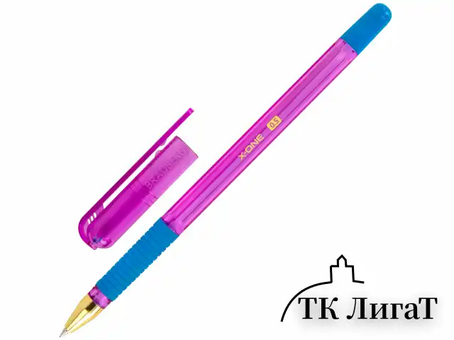 Ручка шариковая с грипом BRAUBERG "X-ONE NEON", СИНЯЯ, корпус ассорти, узел 0,5 мм, линия письма 0,35 мм, 143987