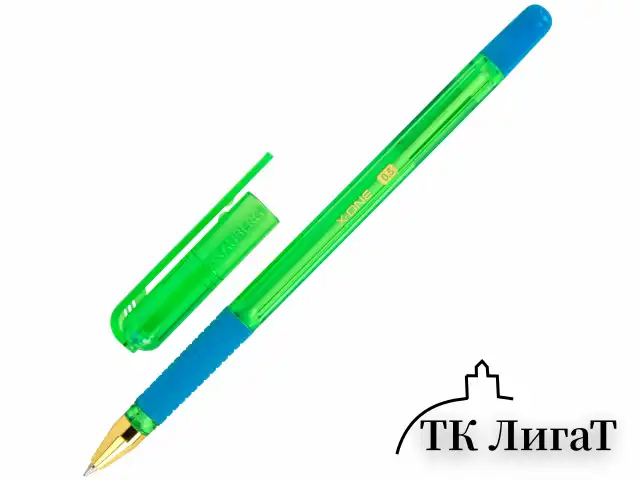 Ручка шариковая с грипом BRAUBERG "X-ONE NEON", СИНЯЯ, корпус ассорти, узел 0,5 мм, линия письма 0,35 мм, 143987