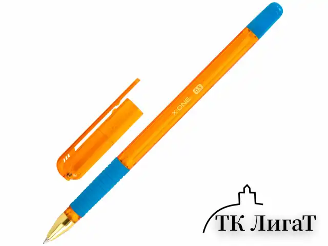 Ручка шариковая с грипом BRAUBERG "X-ONE NEON", СИНЯЯ, корпус ассорти, узел 0,5 мм, линия письма 0,35 мм, 143987