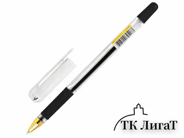 Ручка шариковая с грипом BRAUBERG "X-ONE", ЧЕРНАЯ, корпус прозрачный, узел 0,5 мм, линия письма 0,35 мм, 143988