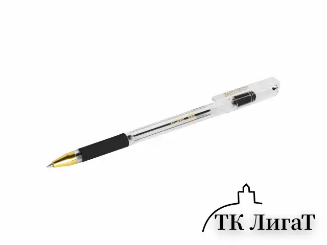 Ручка шариковая с грипом BRAUBERG "X-ONE", ЧЕРНАЯ, корпус прозрачный, узел 0,5 мм, линия письма 0,35 мм, 143988