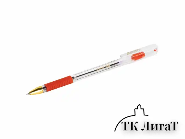 Ручка шариковая с грипом BRAUBERG "X-ONE", КРАСНАЯ, корпус прозрачный, узел 0,5 мм, линия письма 0,35 мм, 143989
