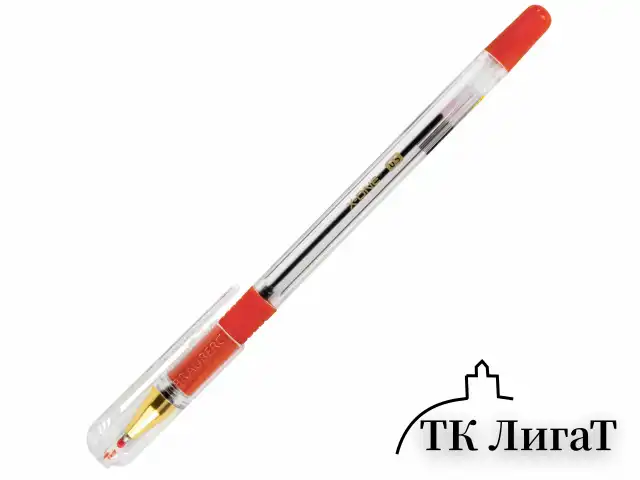 Ручка шариковая с грипом BRAUBERG "X-ONE", КРАСНАЯ, корпус прозрачный, узел 0,5 мм, линия письма 0,35 мм, 143989