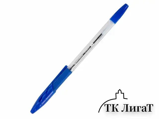Ручка шариковая с грипом BRAUBERG "ULTRA GT", СИНЯЯ, корпус прозрачный, линия 0,5 мм, 144051