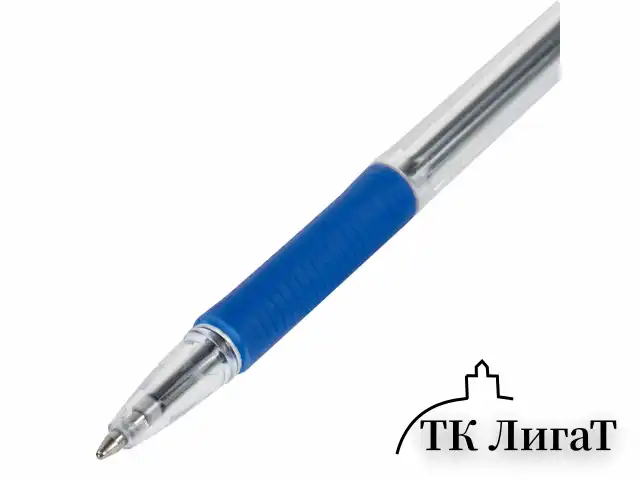 Ручка шариковая с грипом BRAUBERG "ULTRA GT", СИНЯЯ, корпус прозрачный, линия 0,5 мм, 144051