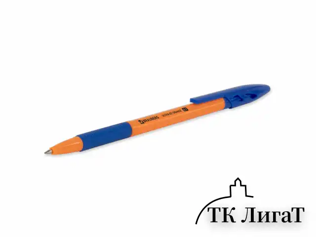 Ручка шариковая с грипом BRAUBERG "ULTRA GT ORANGE", СИНЯЯ, корпус оранжевый, линия 0,35 мм, 144052