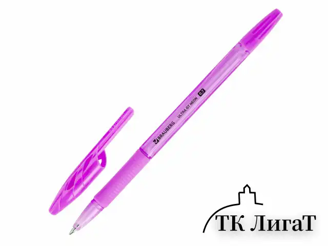 Ручка шариковая с грипом BRAUBERG "ULTRA GT NEON", СИНЯЯ, корпус ассорти, линия 0,35 мм, 144054