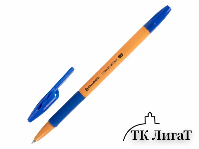 Ручки шариковые с грипом BRAUBERG "ULTRA GT ORANGE", НАБОР 10 ШТУК, СИНИЕ, 0,35 мм, блистер, 144057