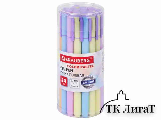 Ручка гелевая BRAUBERG "COLOR PASTEL", СИНЯЯ, корпус ассорти, узел 0,5, линия 0,35 мм, 144121