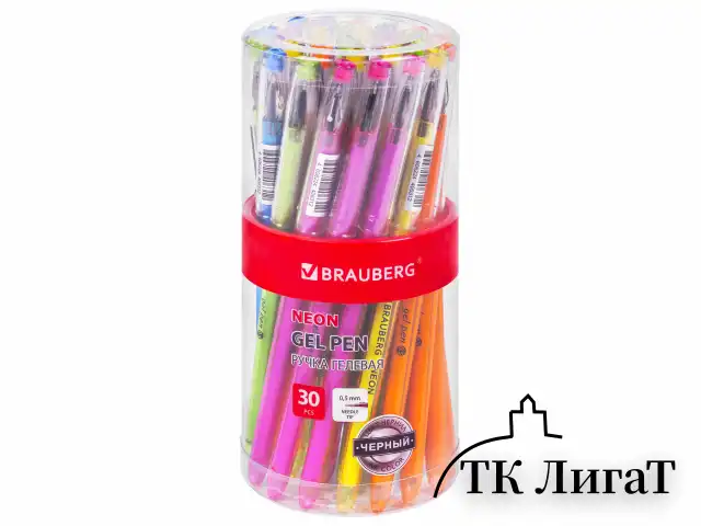 Ручка гелевая BRAUBERG DIAMOND NEON, ЧЕРНАЯ, корпус ассорти, игольчатый узел 0,5 мм, линия письма 0,25 мм, 144132