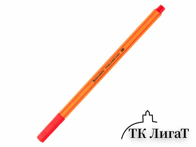 Ручка капиллярная (линер) КРАСНАЯ, BRAUBERG "FINE 040", шестигранная, линия письма 0,4 мм, 144142