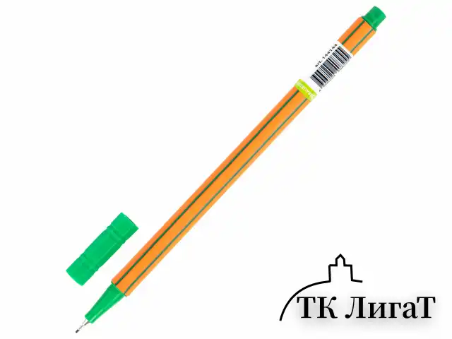 Ручка капиллярная (линер) ЗЕЛЕНАЯ, BRAUBERG "FINE 040", шестигранная, линия письма 0,4 мм, 144144