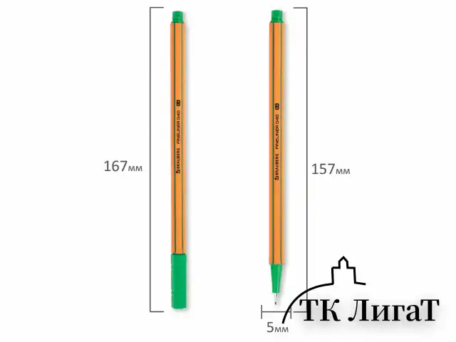 Ручка капиллярная (линер) ЗЕЛЕНАЯ, BRAUBERG "FINE 040", шестигранная, линия письма 0,4 мм, 144144