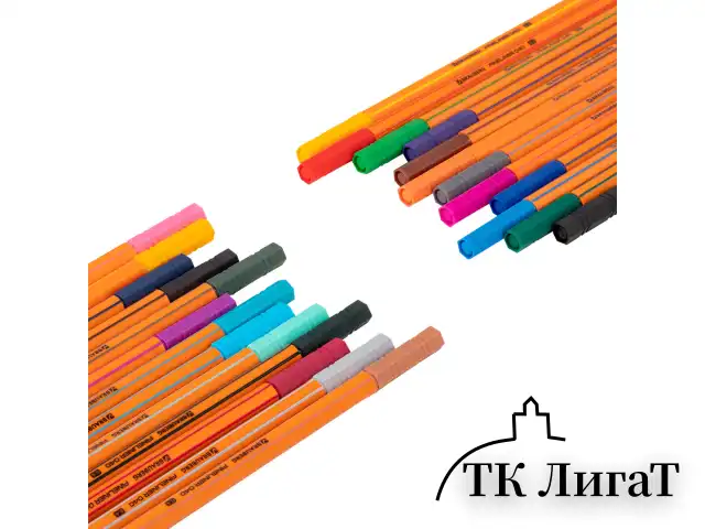 Ручки капиллярные (линеры) 25 ЦВЕТОВ, BRAUBERG "FINE 040", шестигранные, линия 0,4 мм, 144145