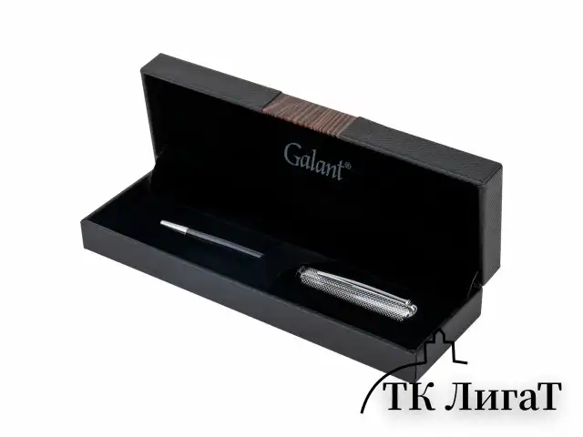 Ручка подарочная шариковая GALANT "Hector", корпус черный/серебро, детали серебро, узел 0,7 мм, линия письма 0,5 мм, синяя, 144173