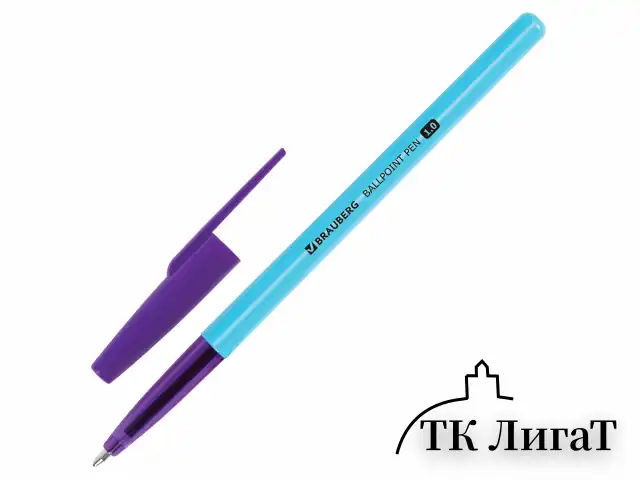 Ручка шариковая BRAUBERG "Офисная" NEON COLOR, СИНЯЯ, корпус ассорти, пишущий узел 1 мм, линия письма 0,5 мм, 144200
