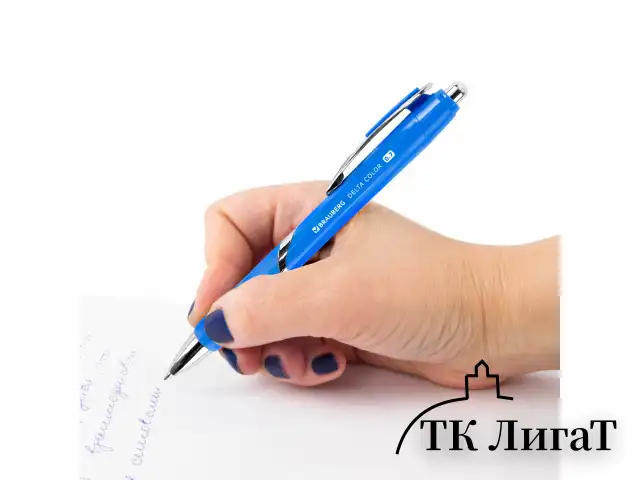 Ручка шариковая автоматическая с грипом BRAUBERG DELTA COLOR, СИНЯЯ, ассорти, узел 0,7 мм, линия письма 0,35 мм, 144202